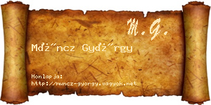Müncz György névjegykártya